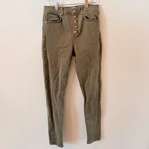 Loft Button Fly High Waist Skinny Ankle